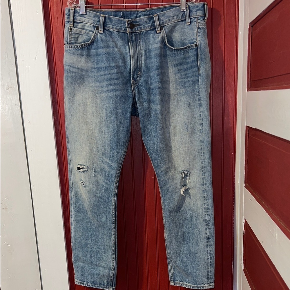 Levi's 505 C Orange Tab Cropped Distressed Jeans 90s Vintage Style Size 36 - Picture 3 of 13